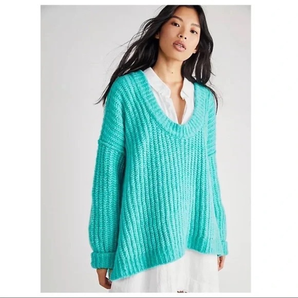 FREE PEOPLE BOHO PULLOVER SWEATER RETRO 90s VIBES CHUNKY KNIT COZY PULLOVER A3C - Picture 5 of 13